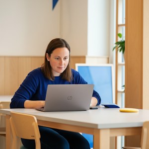 Laptop mit Finanzanalyse-Software